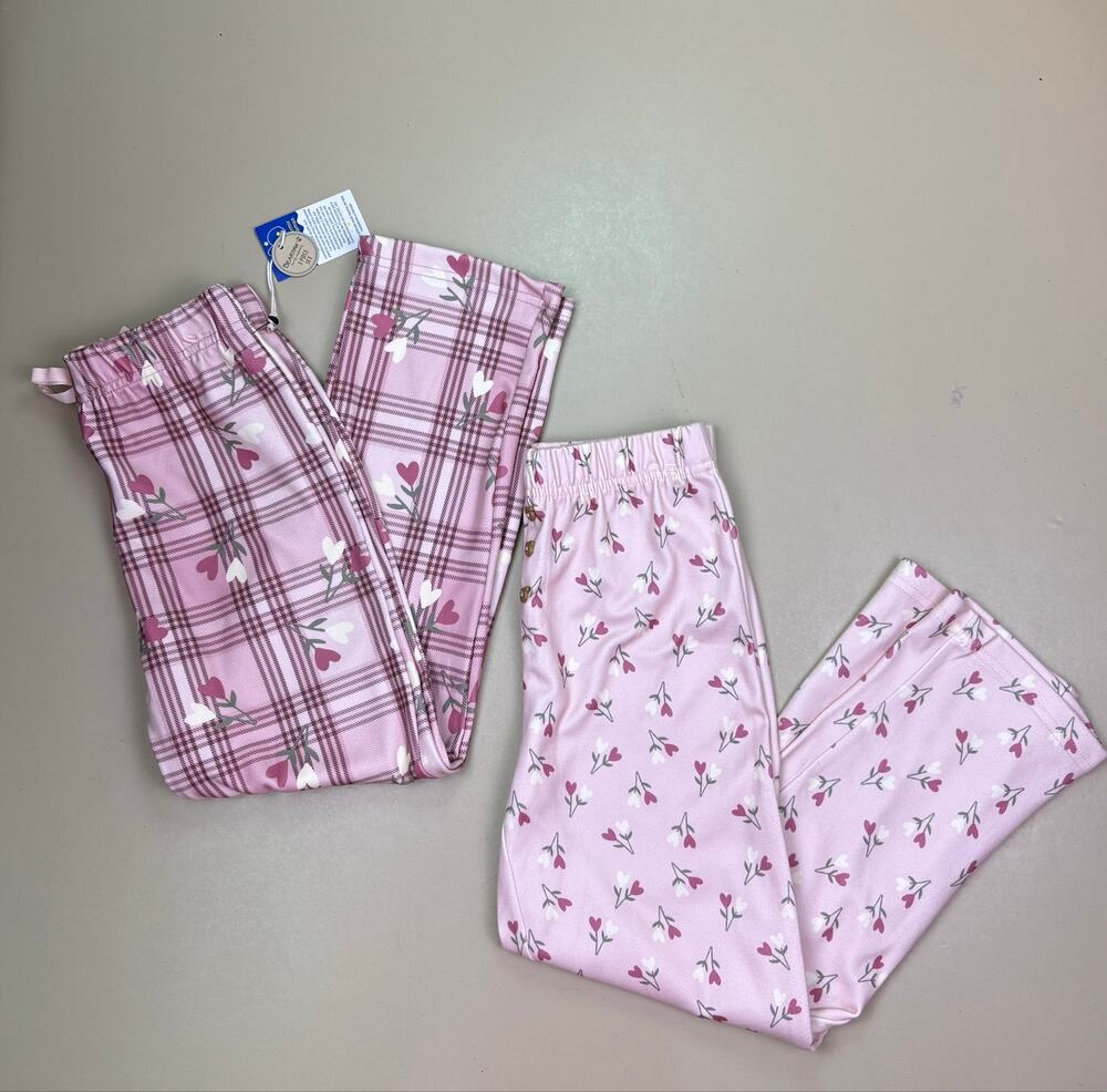 Bearpaw Girls Pajama Set Size 5/6 Pink Plaid Floral 2 Piece Sleepwear NWT